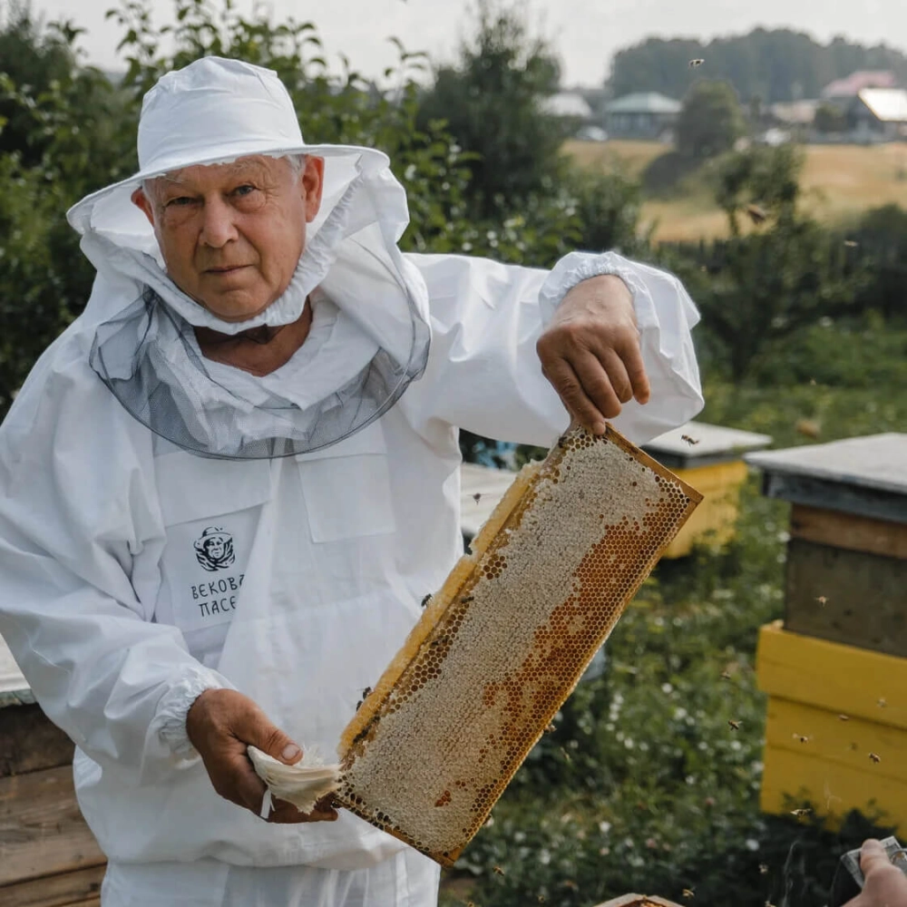 Мед в сотах Вековая пасека (В деревянной рамке)