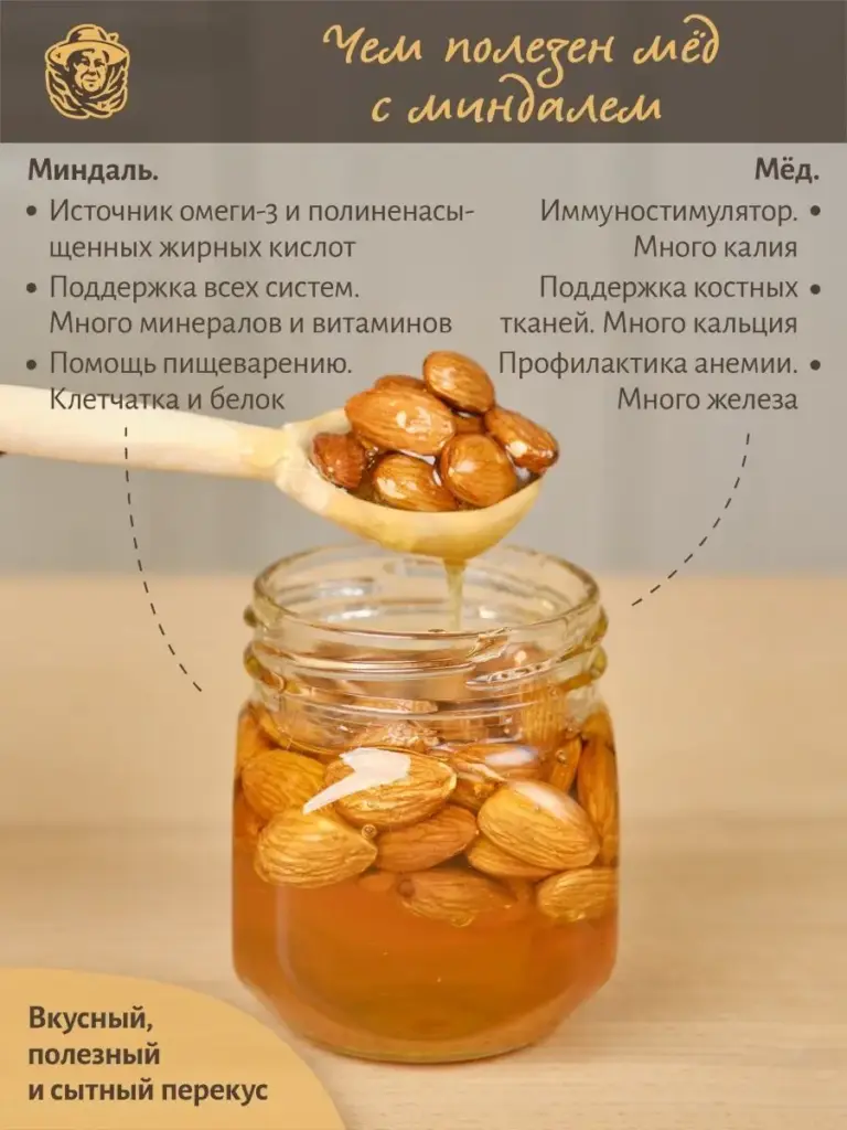 Мед цветочный с миндалем Вековая пасека