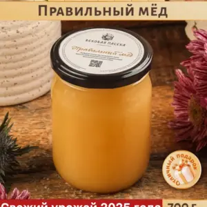 Луговой мед правильный Вековая пасека (Стеклянная банка) 700 г